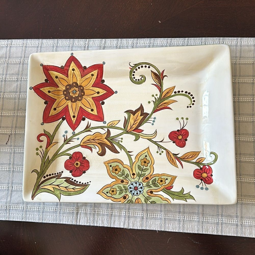 Pier 1 Carynthum Floral Decorative Tray Decor